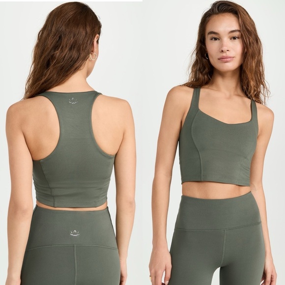 NWT Beyond Yoga Powerbeyond Intensity Racerback Cropped Tank in Modern Olive - Picture 1 of 8